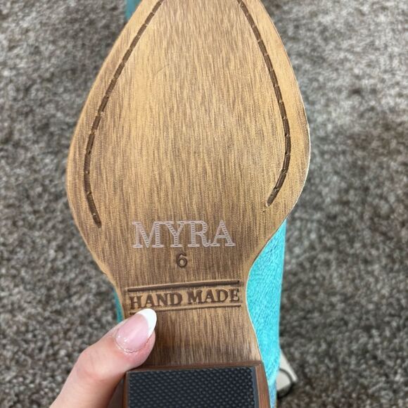 Mayra WESTERLY WESTERN LEATHER BOOTIES NEW in Bag Size 6 Turquoise - Picture 16 of 16